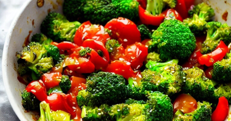 Broccoli and Tomato Stir-Fry with Garlic Ginger Sauce